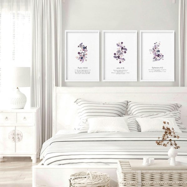 Christian verse posters for bedroom | set of 3 wall art prints