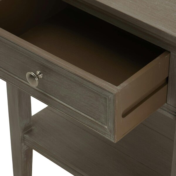 Wyld Haus Laurelbrook 1 Drawer Grey Wood Side Table Bottom Shelf