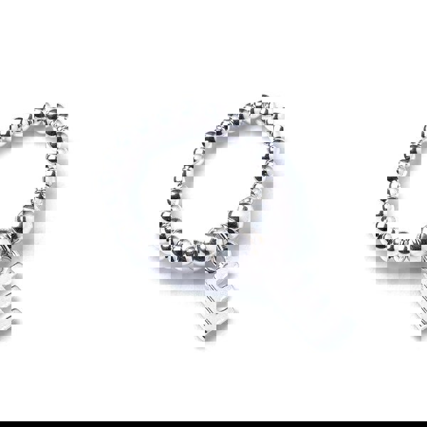 Letter Initial Charm on Silver Ball Bead Ring - MYLEE London