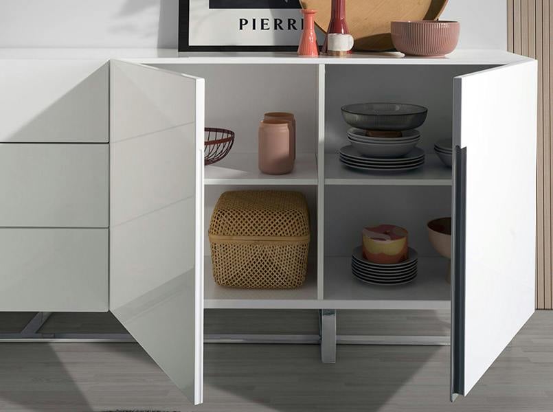 Angel Cerdá White Wood and Chrome-plated Steel Sideboard 3051
