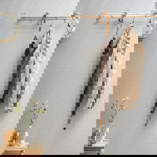 BESLAGSBODEN 4 Hook Coat Rack in Beech/Grey Aluminium, Length 1000mm