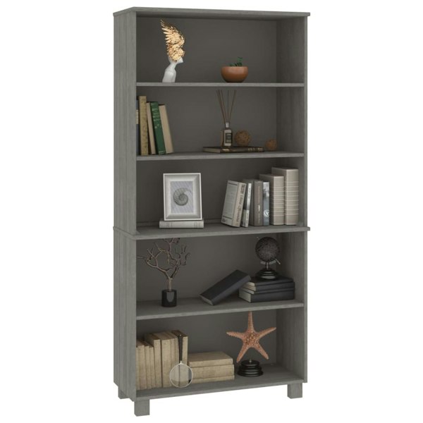 Berkfield Highboard HAMAR Solid Wood Pine Light Grey