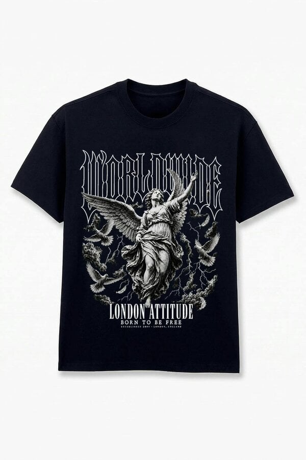 London Attitude Worldwide Angel Oversized Heavyweight Graphic T-Shirt