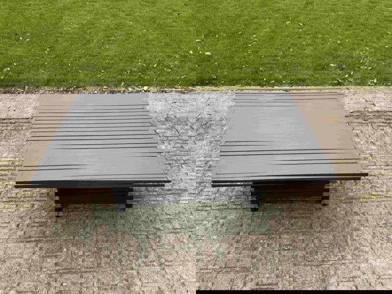 Fimous 4 Seater Aluminium Garden Furniture Set with Adjustable Rising Dining Table and 4 Chairs - Dark Grey