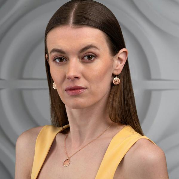Rose Gold Mandala Dangle Earrings for Women - namana.london