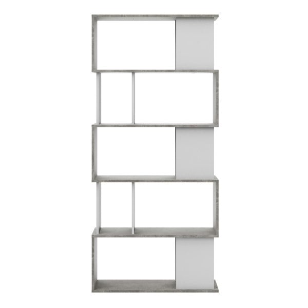 Furniture To Go Maze Open Bookcase 4 Shelves in Concrete and White