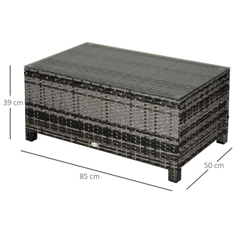 Wyld Haus Lolifi Grey Rattan Outdoor Coffee Table With Glass Top