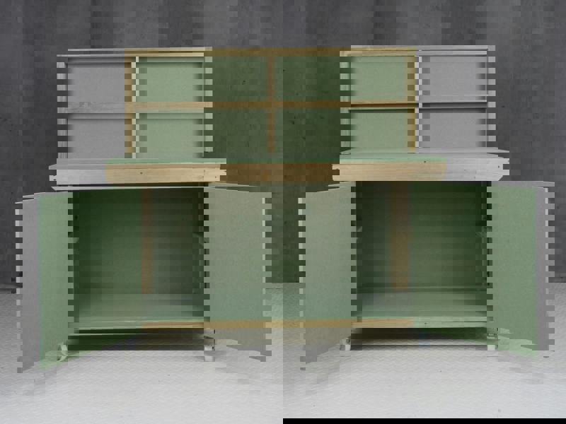 Arbor Garden Solutions Wooden UniMDF Moisture Resistant Workbench With Lockable Cupboard (V.9) With Back panel, Wheels