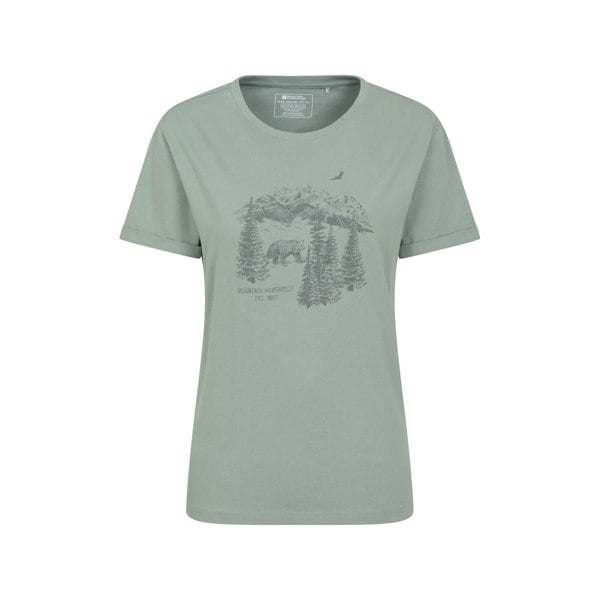 Mountain Warehouse Women's Forest Bear Organic Loose Fit T-Shirt - Khaki Green