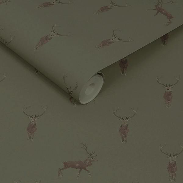 Sophie Allport Highland Stag Charcoal Wallpaper