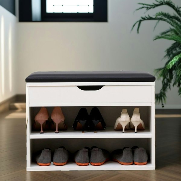 Rafaelo Mobilia Shoe Storage Bench 60CM White