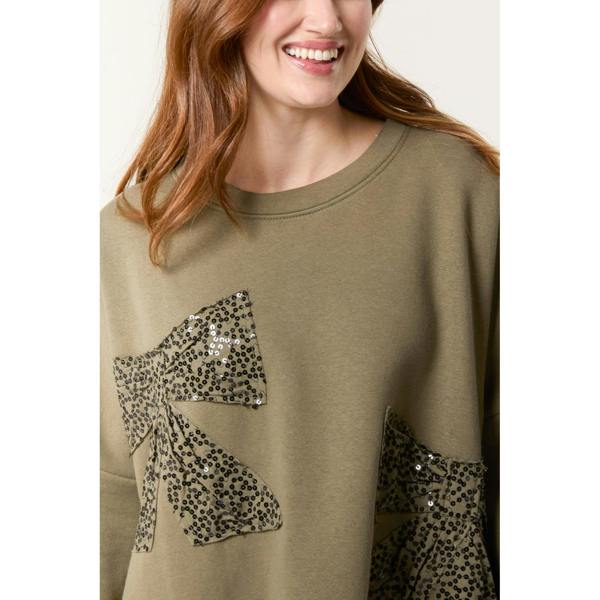 Blue Vanilla Bow Front Oversized Sweatshirt