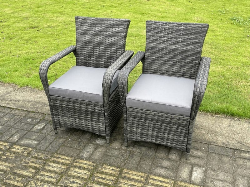 Fimous Rattan Garden Furniture Gas Fire Pit Rectangle Round Dining Table And Dining Chairs 6 Seater + Rectangular Table