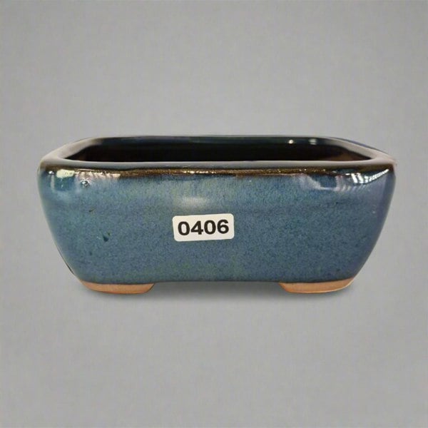 Yorkshire Bonsai 13cm Glazed Bonsai Pot | Rectangle | 13cm x 10cm x 5cm | Blue