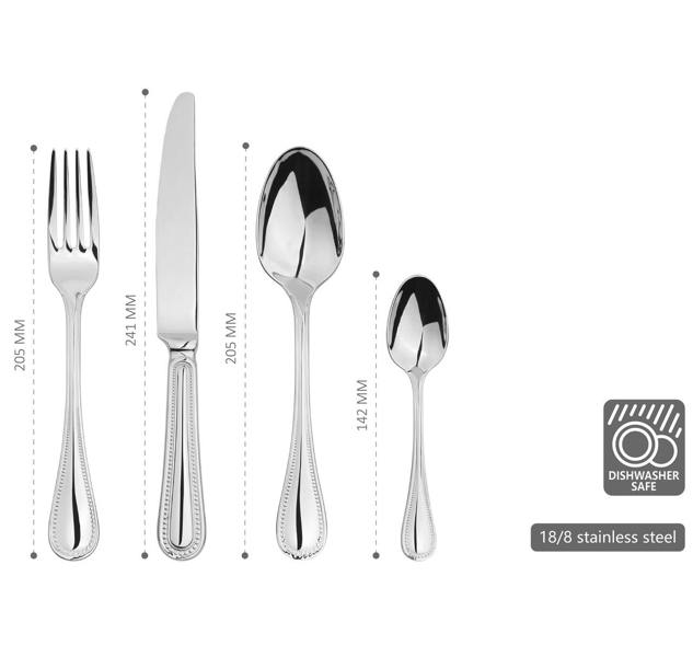 Glim Glam Cutlery Sets Stainless Steel 18/8 Catering Bead 24pc Set
