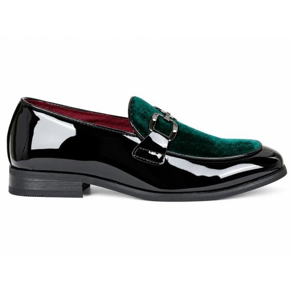 Dolcetto Men's Velvet Patent Slip-On Dress Loafers