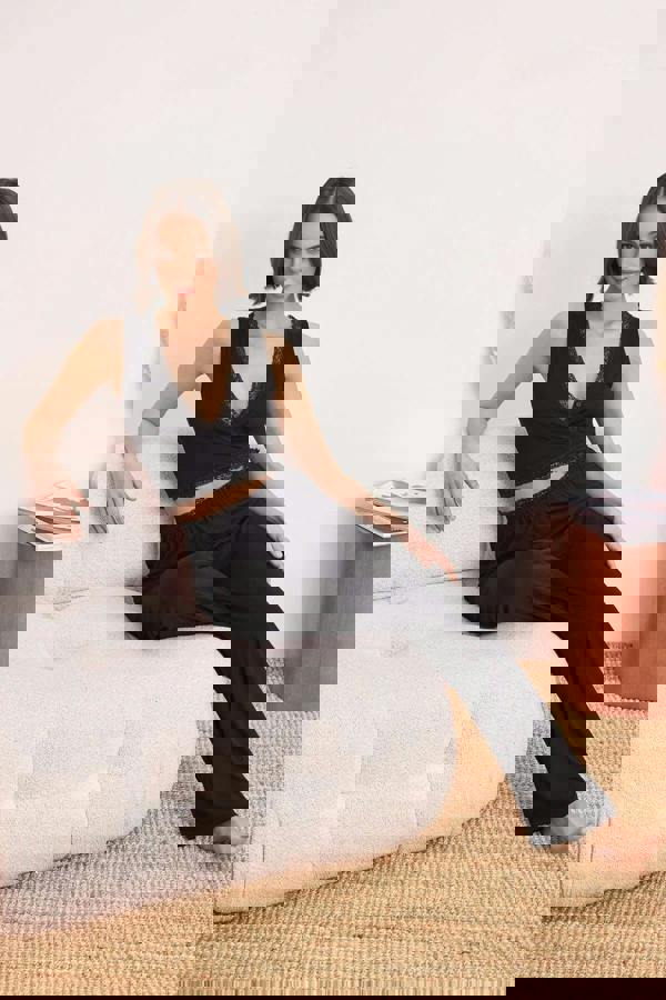 WOVCOR 2-Piece Wrap-Around Viscose Knit Pajama Set with Lace Details