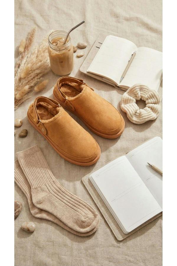 Niraya Faux Suede Slingback Mule Sandals With Cuff Strap - Camel