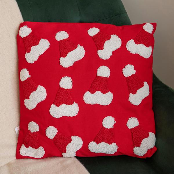 Samuel Alexander 43cm Soft Red Santa Hat Christmas Cushion Decoration
