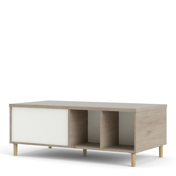 Furniture To Go Rome Coffee Table with Sliding Top in Jackson Hickory Oak and Matt White