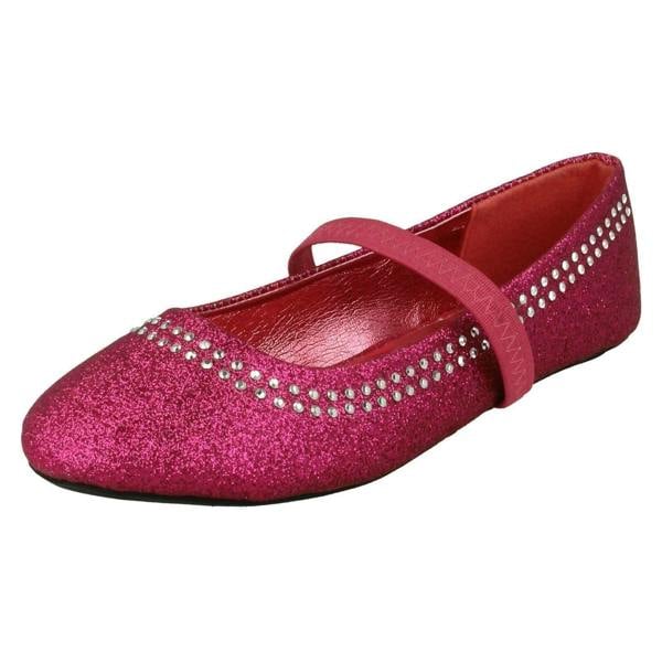 Spot On Girls Spot On Glitter Elasticated Strap Flats