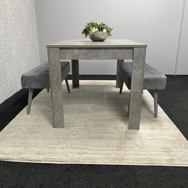 Kosy Koala Grey Wooden Dining Table Set and 2 Benches with Metal Legs � Dining Kitchen Room Furniture