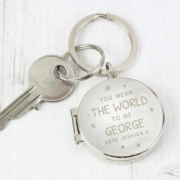Abode Home & Gifts Personalised 'You Mean The World To Me' Photo Keyring