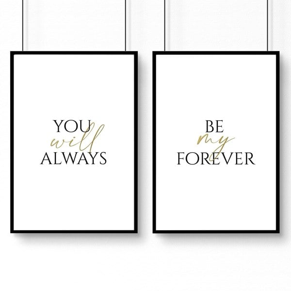 First anniversary gift for couple | set of 2 wall art prints for Bedroom