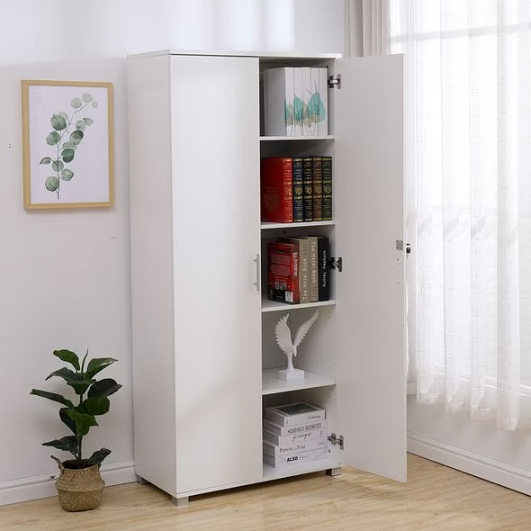 MMT Furniture Designs Beech wooden Filing cabinet with 4 shelves - 2 Door Lockable Filing Cabinet