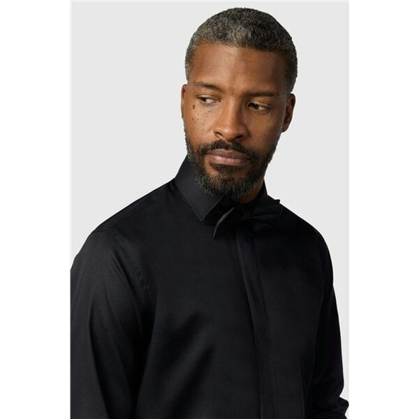 Alexandre Silver Alexandre Tailored Fit Black Non-Iron Stretch Double Cuff Fine Twill Shirt
