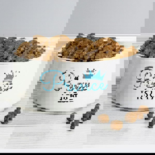 Personalised Memento Company Personalised Prince 15cm Medium Ceramic White Pet Bowl