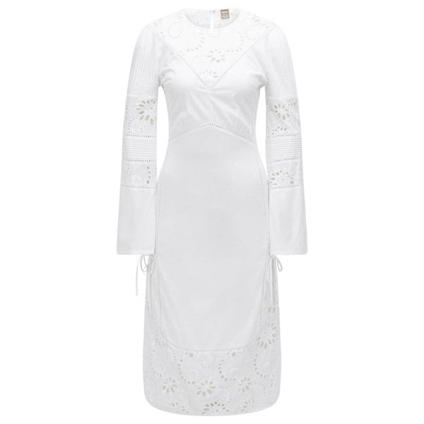 Boss Womens Danouk Broderie Trim Dress - White