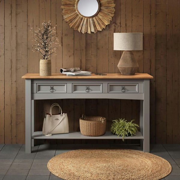 grey pine console table
