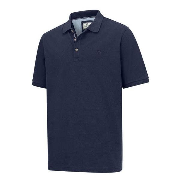 Hoggs of Fife Newton polo shirt in navy, short sleeve cotton blend top with button placket for smart country casual wear