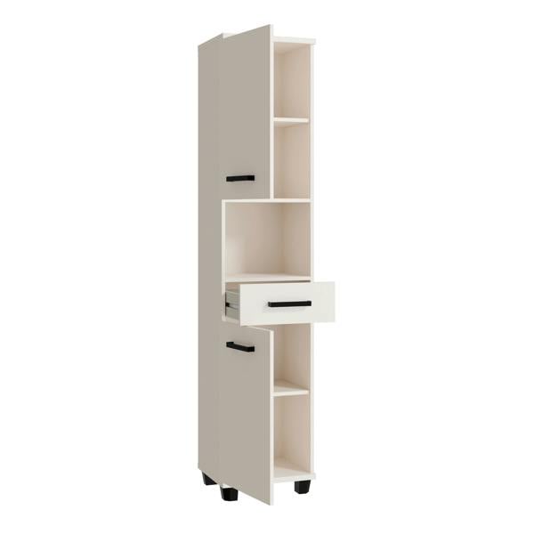 Furniture To Go Veris Tall Narrow Bathroom Cupboard with 2 Doors & 1 Drawer in Sand