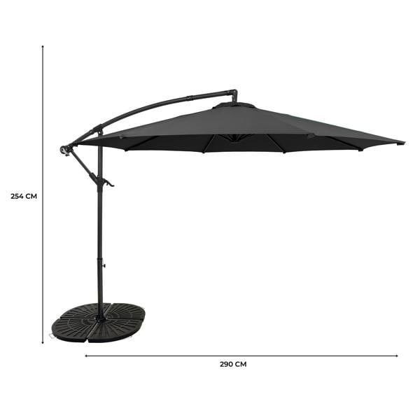 Jardi Cantilever Parasol 3m With Full Fan Base – Grey