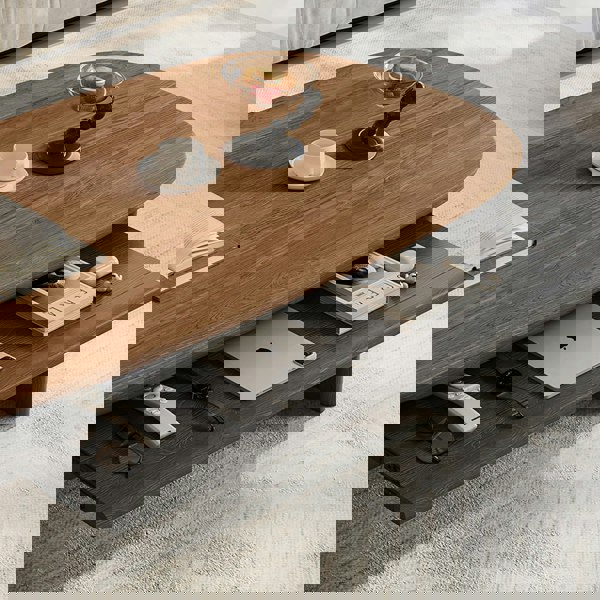 Knight Coffee Table With Storage, Wood, Oval-Rit Concept-Rit Concept