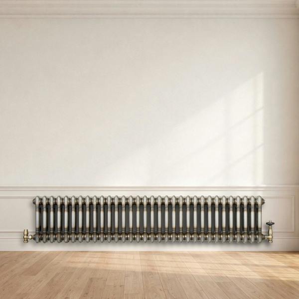 Monstershop Traditional 2 Column Radiator - 300 x 1460mm - Raw Metal