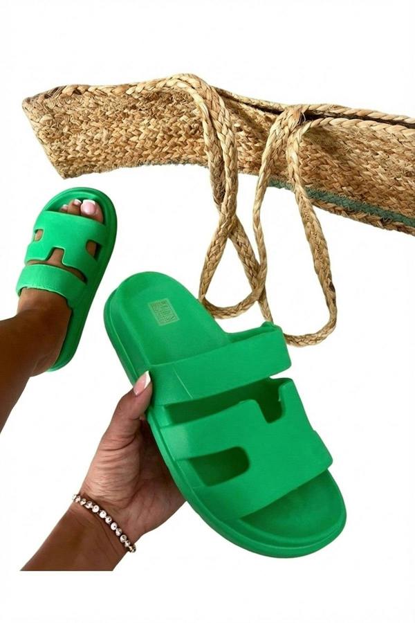 Lucille Cut Out Open Toe Strappy Sandals - Green_wb