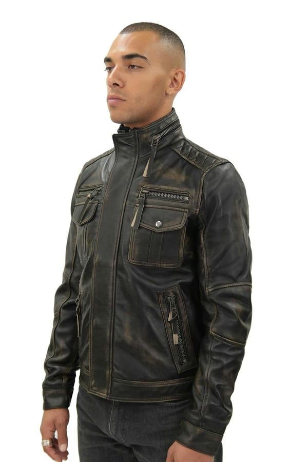 Infinity Leather Men's Leather Retro Biker Jacket-Toronto