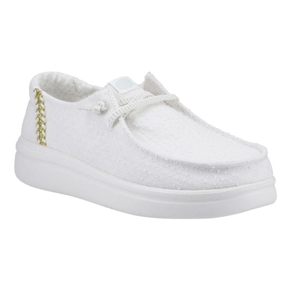 HEYDUDE Wendy Rise Perf Canvas Polyester Blend Women's White Moccasins Shoes