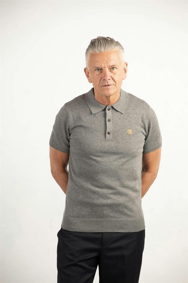 Gabicci V00GK04 Mens Jackson Knitted Polo Gabicci Vintage - GREY