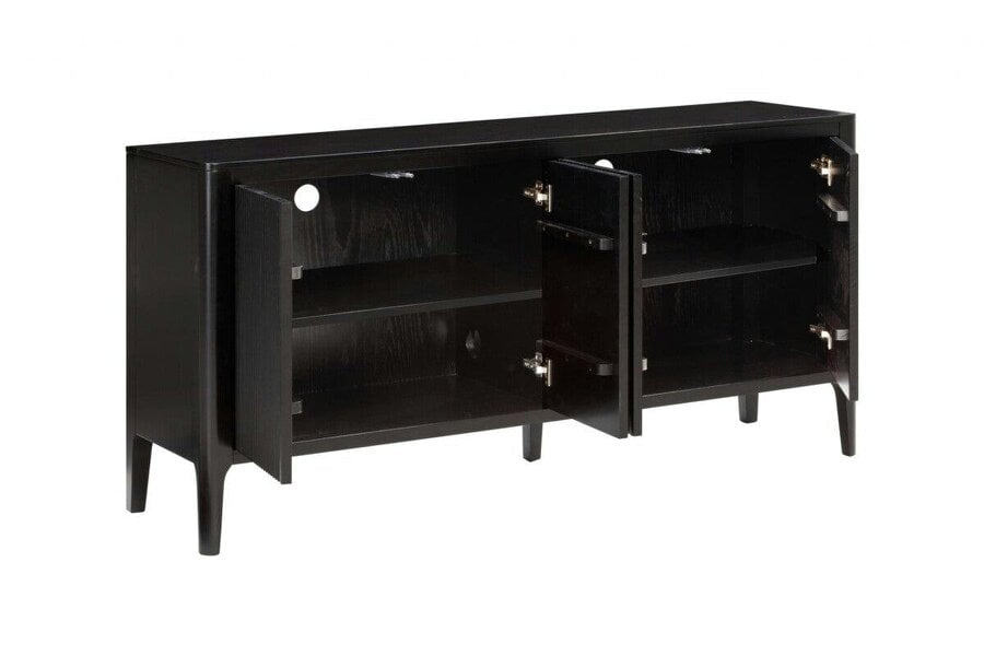 Wyld Haus Modena Large Black Wood Ribbed Storage Sideboard