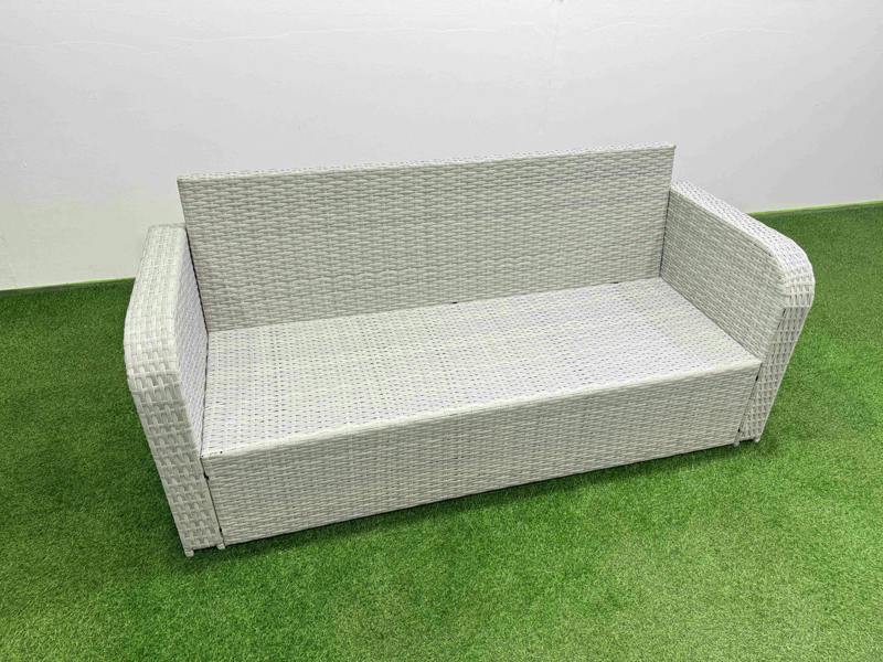 Fimous High Back 3 Seater Rattan Sofa Light Grey Mixed Outdoor Furniture with Thick Removable Cushion