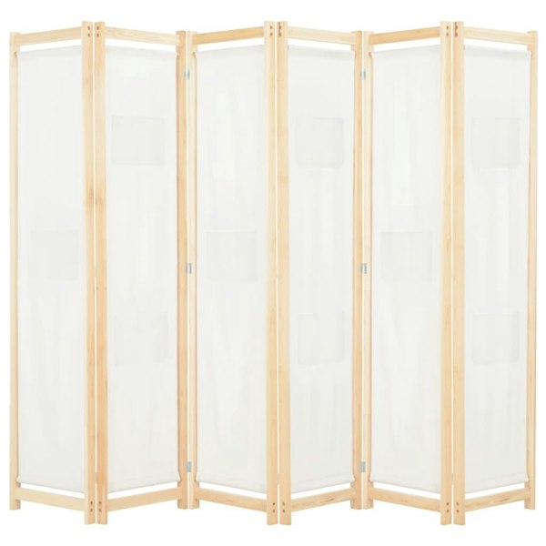 Berkfield 6-Panel Room Divider Cream 240x170x4 cm Fabric