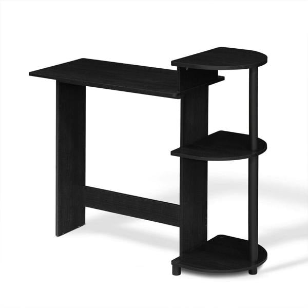 WALPLUS Compact Computer Desk with Shelves, Americano/Black | Modern Desk Designed for Contemporary Interiors