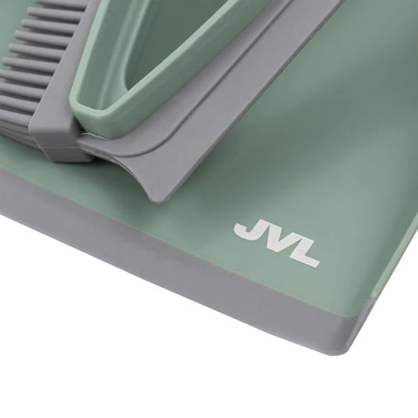 JVL Rubber Dust Pan And Brush - Green