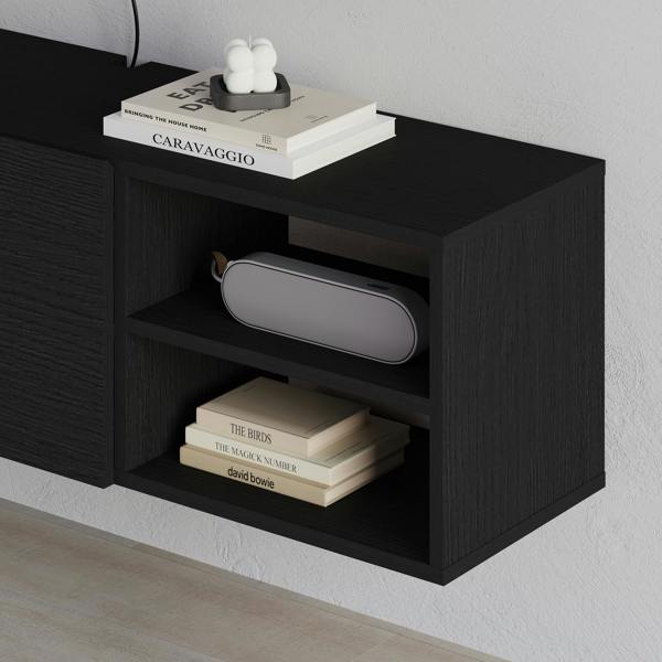 Decortie Modern Conrad TV Unit up to 50 Inch TVs 2 Soft Close Door Entertainment Centre 140cm Living Room Easy Assembly
