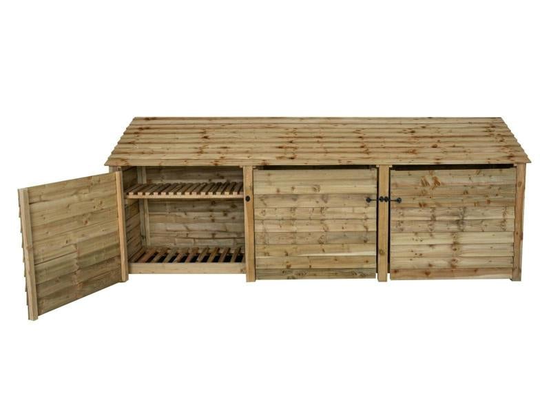 Arbor Garden Solutions Wooden Log Store with Doors and Shelf W-335cm, H-126cm or 180cm, D-88cm