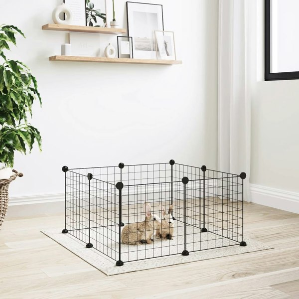 Berkfield 8-Panel Pet Cage Black 35x35 cm Steel